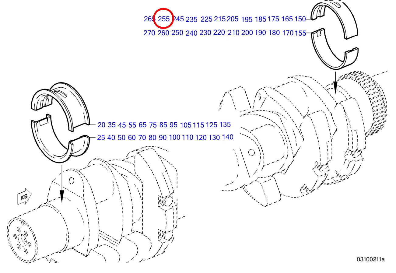 CRANKSHAFT BEARING SIZE 2-2 OBERE HAELFTE