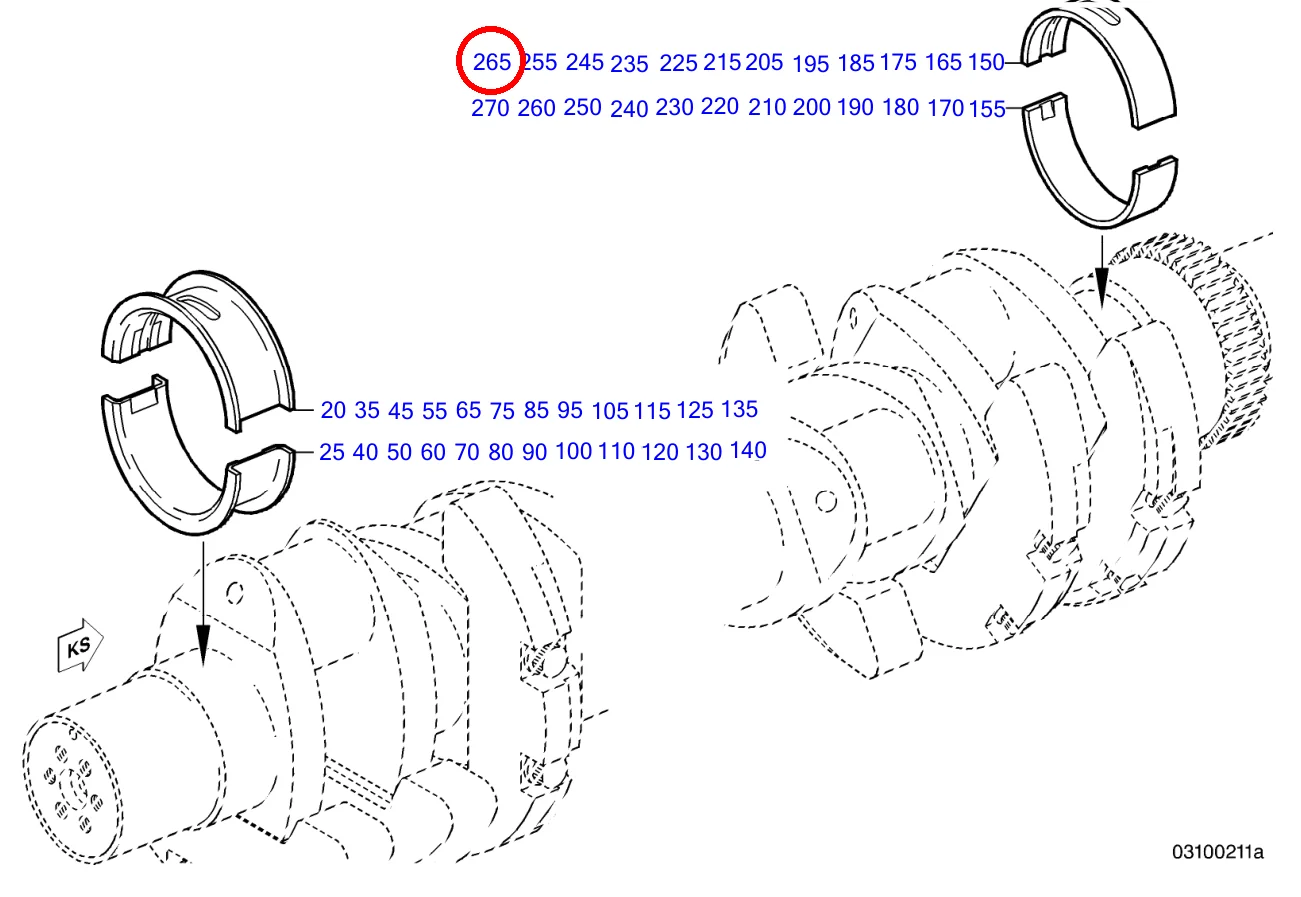 CRANKSHAFT BEARING SIZE 2-3 OBERE HAELFTE