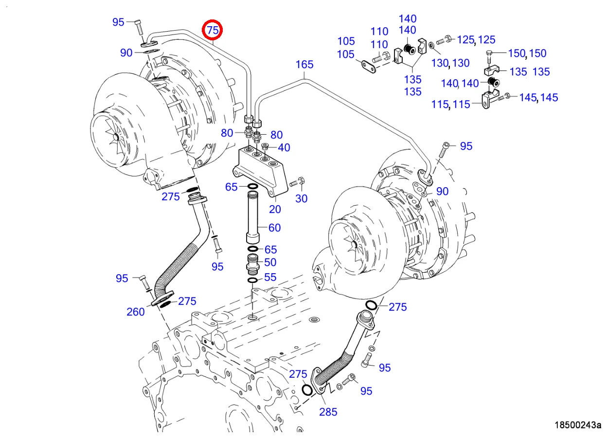TUBE ASM TURBO OIL SUPPLY A-BANK BR4000 MARINE